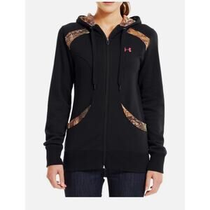 Under Armour Womens Charged Cotton Storm Full Zip Jacket, Black & Camo, SIZE M